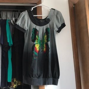 Long shirt. Butterfly print. Cotton